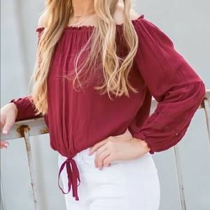 Maroon off the shoulder top